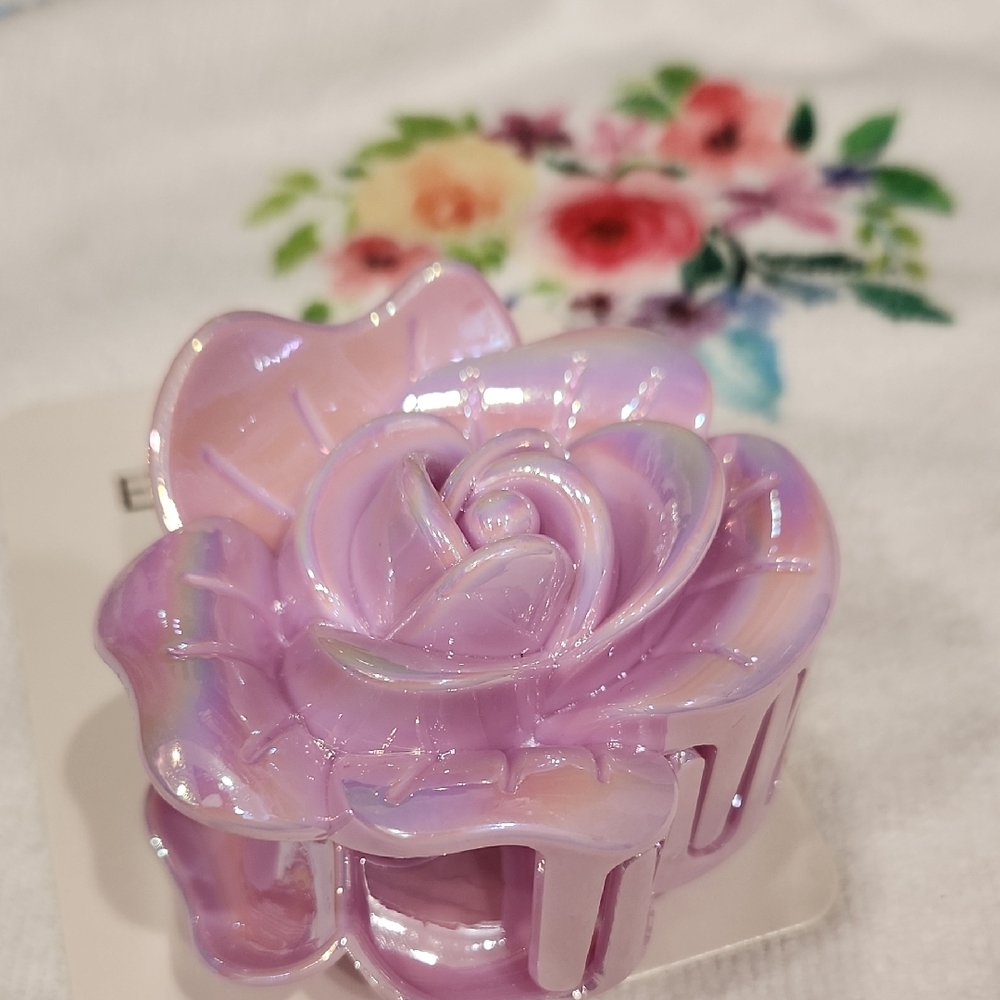 Shimmering Lavender Rose Hair Clip